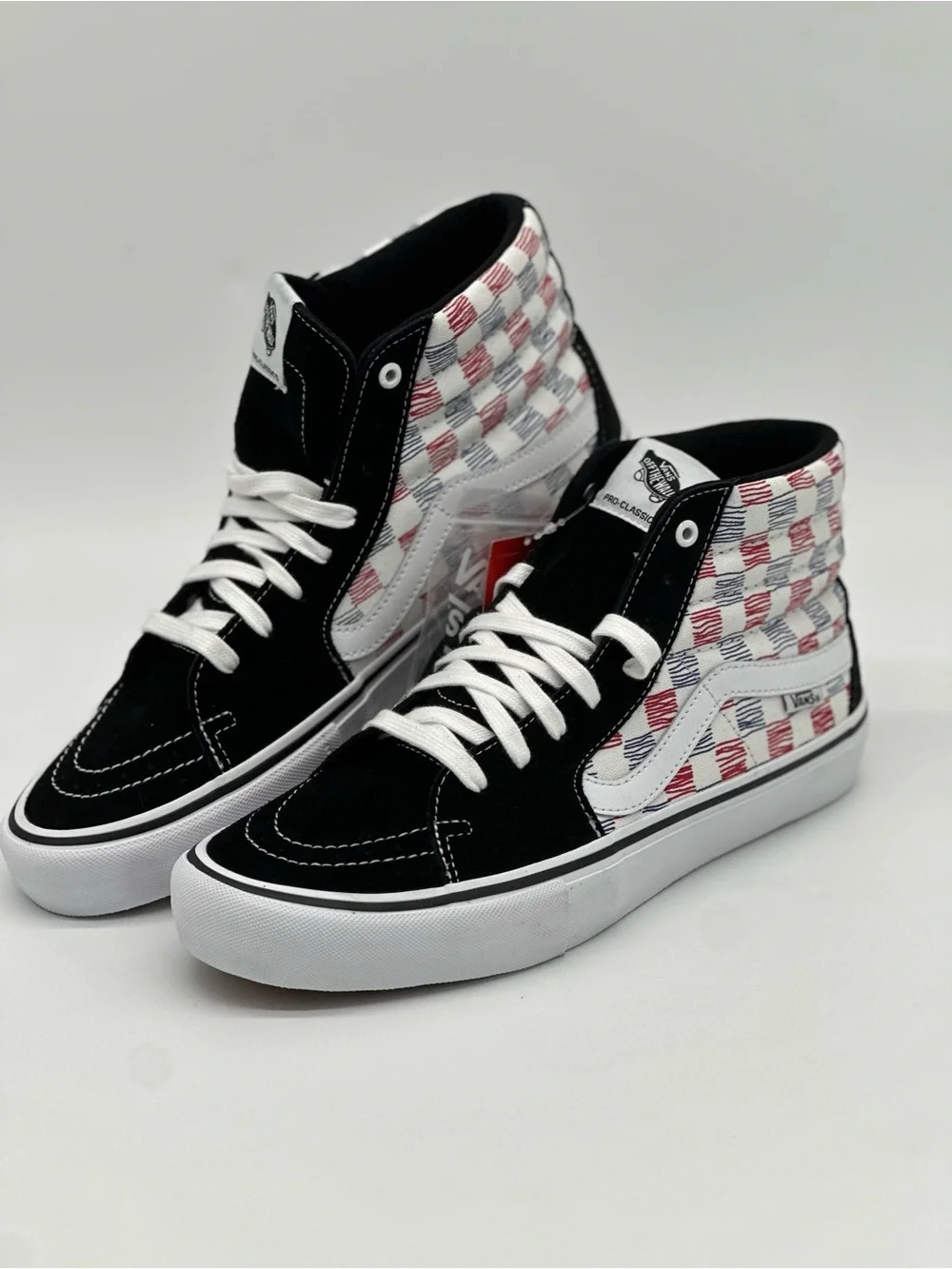 Vans Sk8-Hi Checkerboard High-Top Sneakers - Black/White/Red